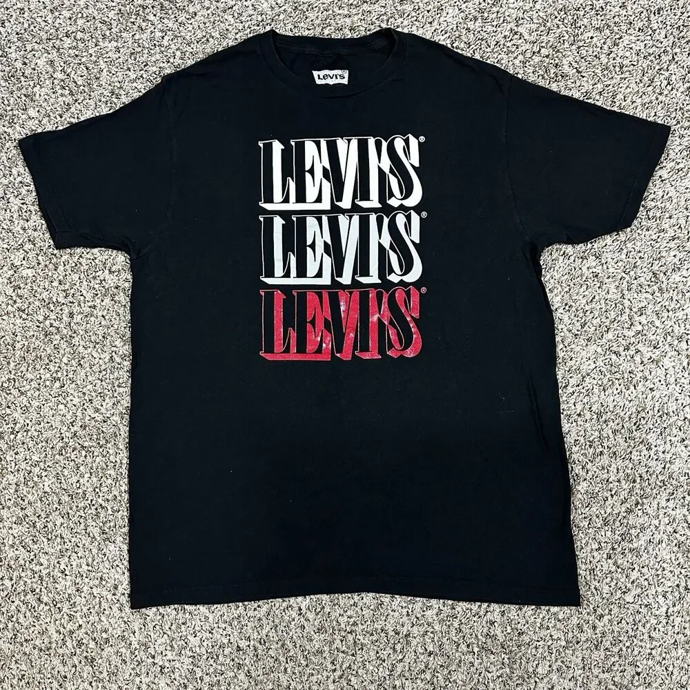 Levi’s Strauss & Co Cotton Graphic T-Shirt Men's Sz L Black Red Grey White